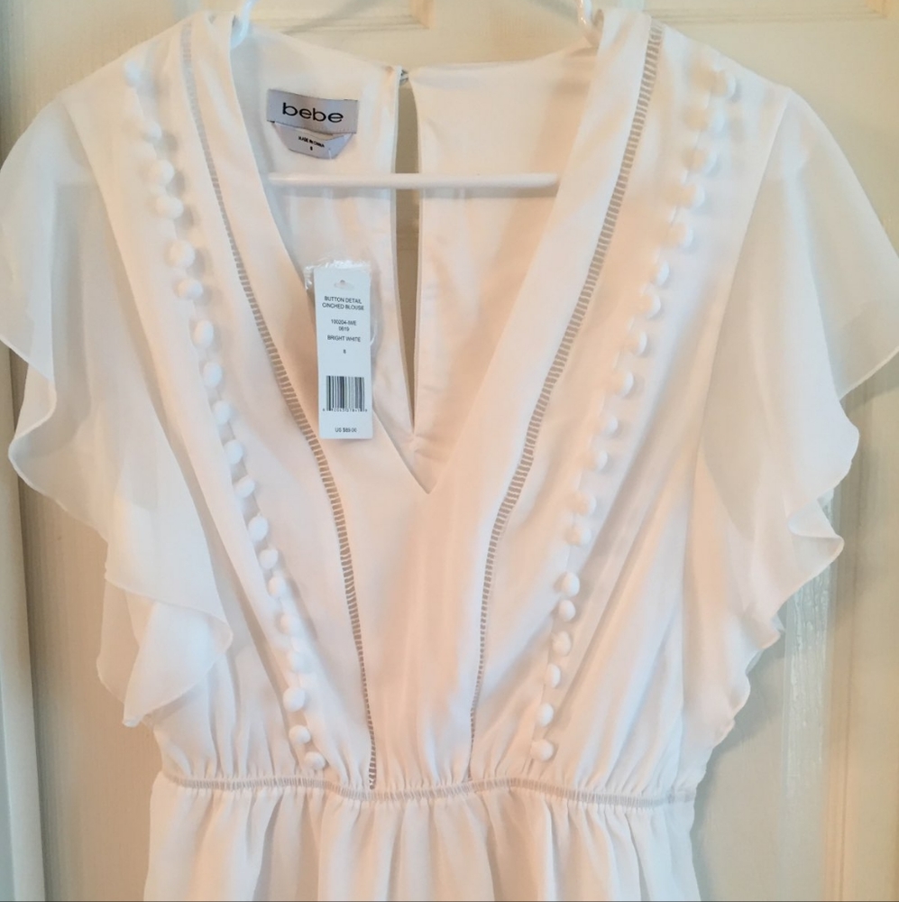 NWT  Bebe Button Detail Blouse